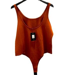 3X bodysuit Rust in color brown middle snaps tank top style. NEW Brand Tag Only.